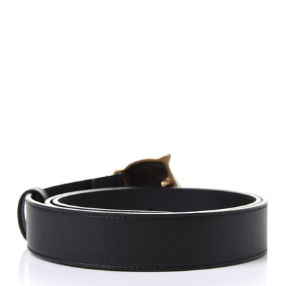 Gucci Calfskin Tiger Head Buckle Belt 90 36 Black 2 of 5