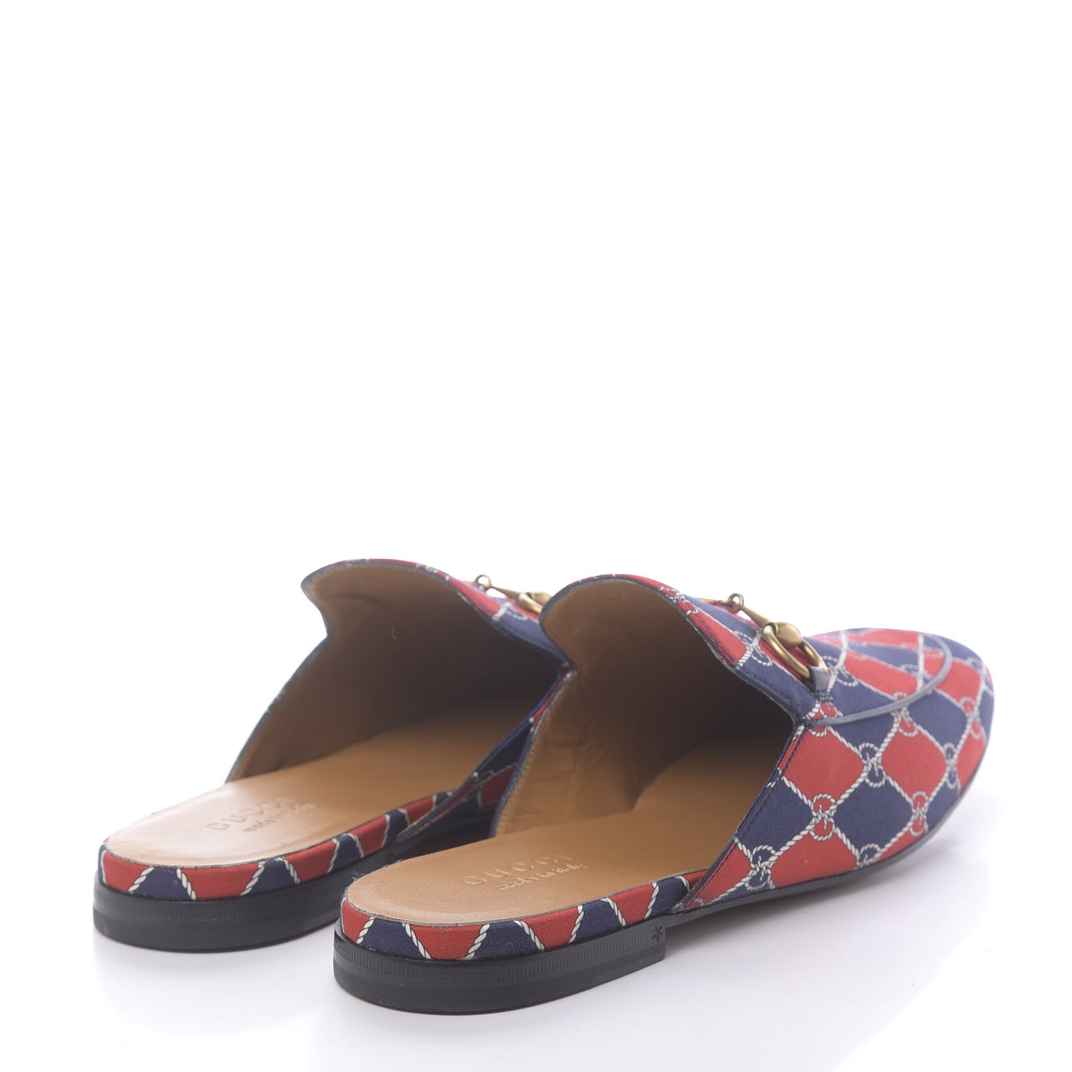 Gucci Mini GG Rhombus Chain Mens Princetown Slippers 9 Royal Bleuett Red 4 of 9