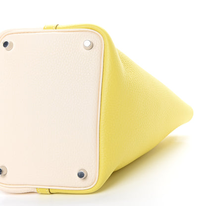 Hermes Taurillon Clemence Casaque Picotin Lock 18 PM Lime Nata 9 of 11