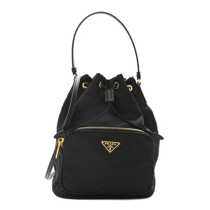 Prada Saffiano Tessuto Nylon Mini Bucket Crossbody Bag Black 1 of 11