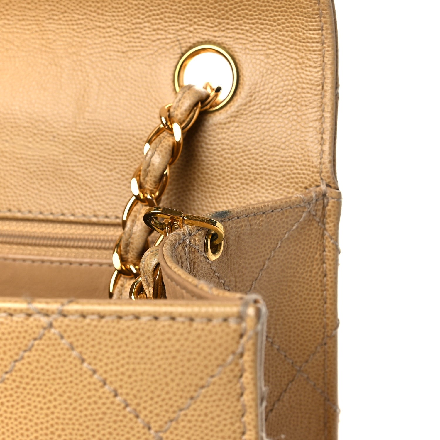 Chanel Caviar Stitched Jumbo Single Flap Beige 11 of 13