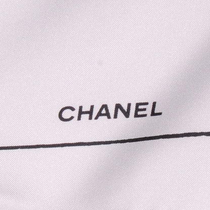 Chanel Silk CC Geometric Square Scarf White Red Black 3 of 5