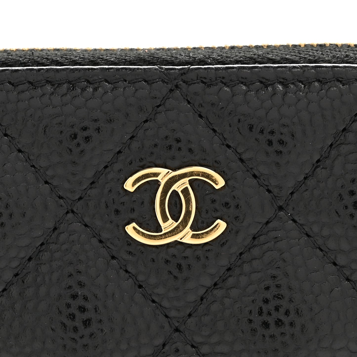 Caviar Quilted Zip Coin Purse Black