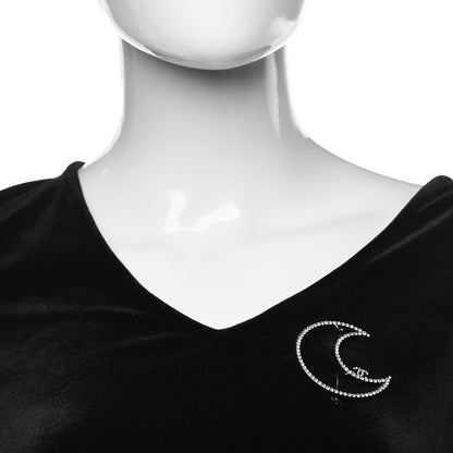 Chanel Crystal CC Moon Brooch Ruthenium 2 of 5