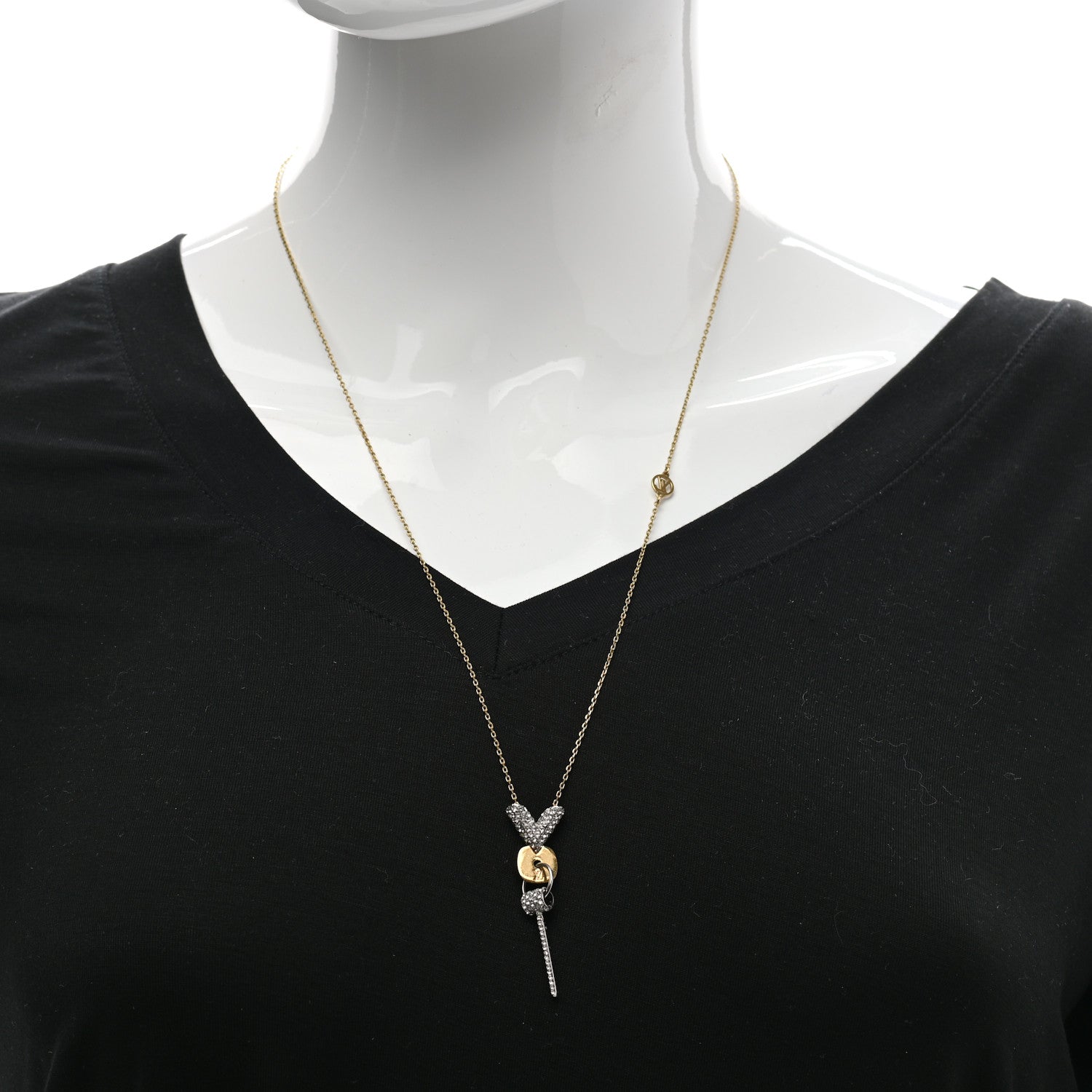 Louis Vuitton Swarovski Essential V Strass Pendant Necklace 2 of 6