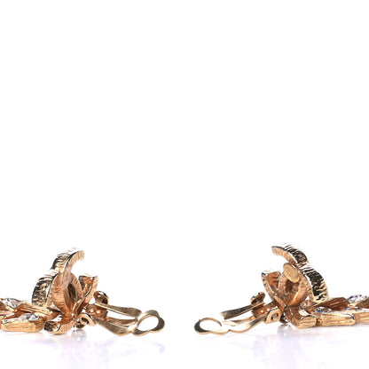 Chanel Crystal Feather CC Clip On Earrings Gold 3 of 4