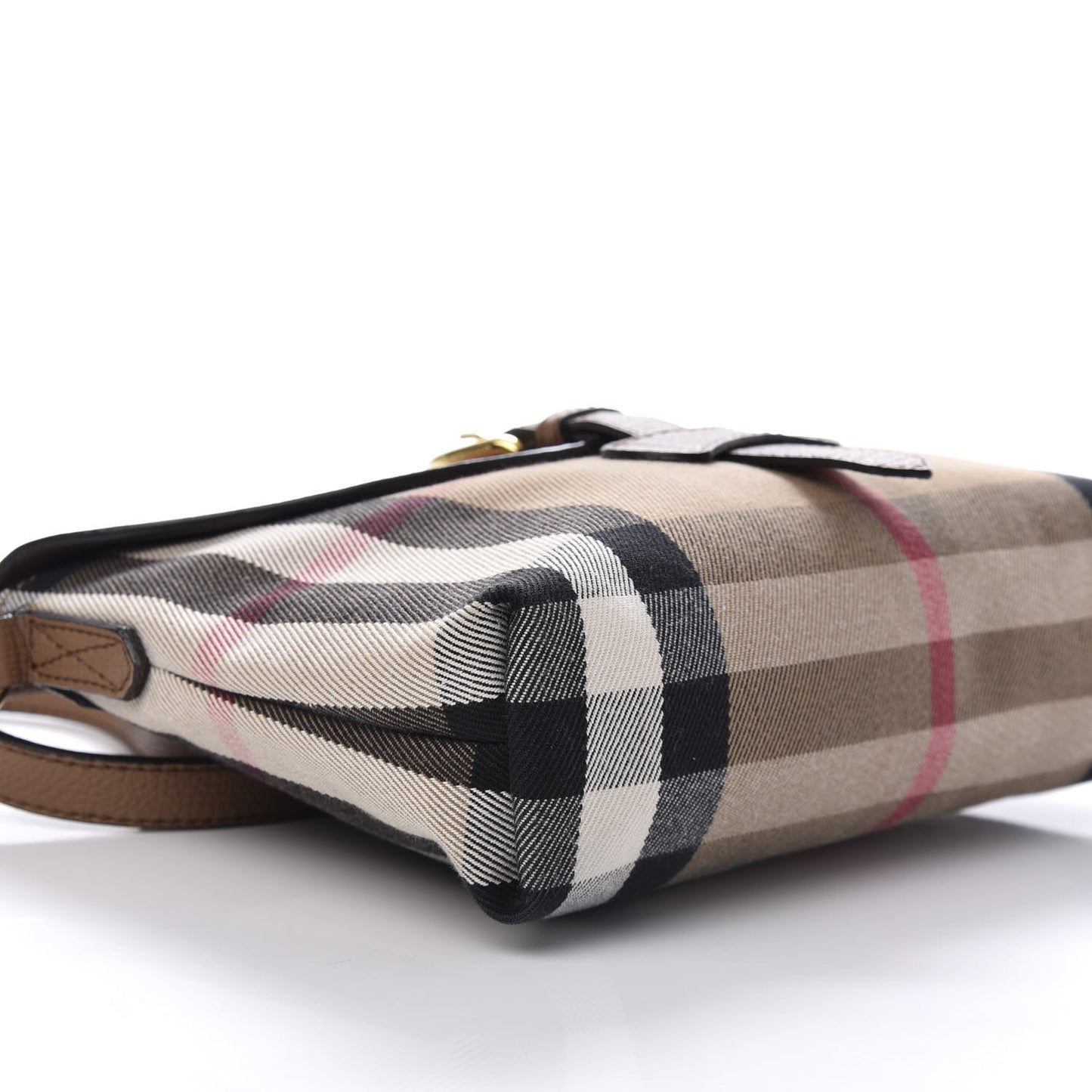 Horseshoe Calfskin House Check Small Milton Crossbody Bag Tan