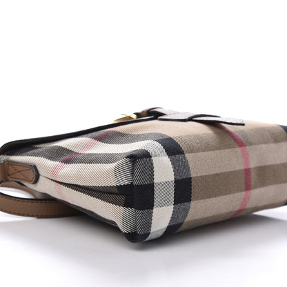 Burberry Horseshoe Calfskin House Check Small Milton Crossbody Bag Tan 6 of 12