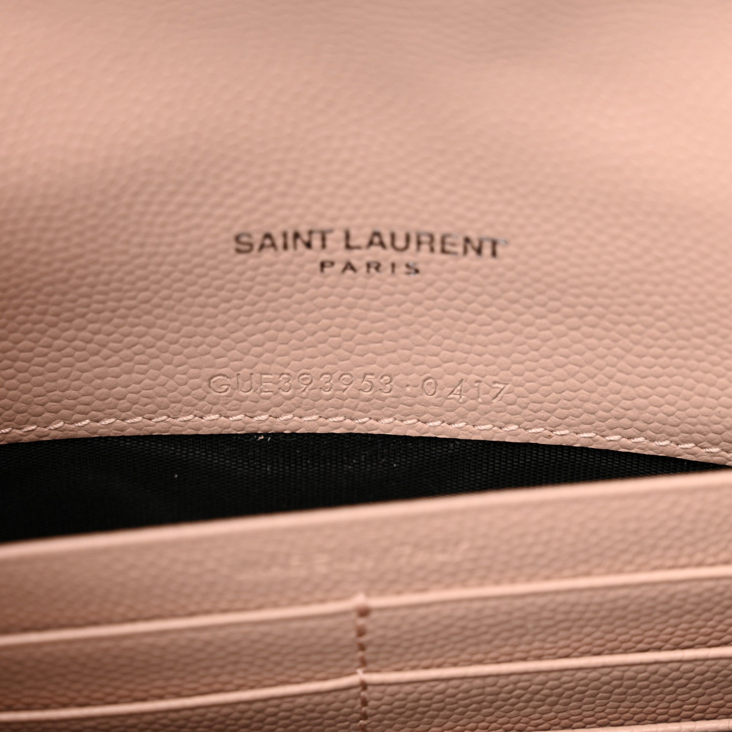 Saint Laurent Grain De Poudre Matelasse Chevron Monogram Envelope Chain Wallet Pale Pink 7 of 10