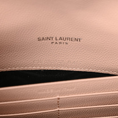 Saint Laurent Grain De Poudre Matelasse Chevron Monogram Envelope Chain Wallet Pale Pink 7 of 10