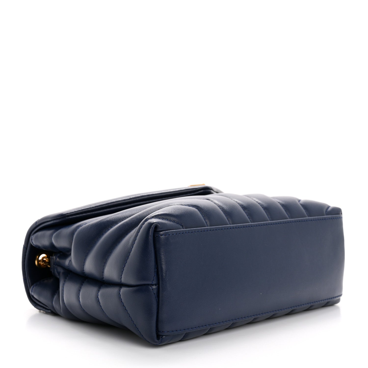Saint Laurent Calfskin Y Quilted Monogram Small Loulou Chain Satchel Blue Charron 4 of 12