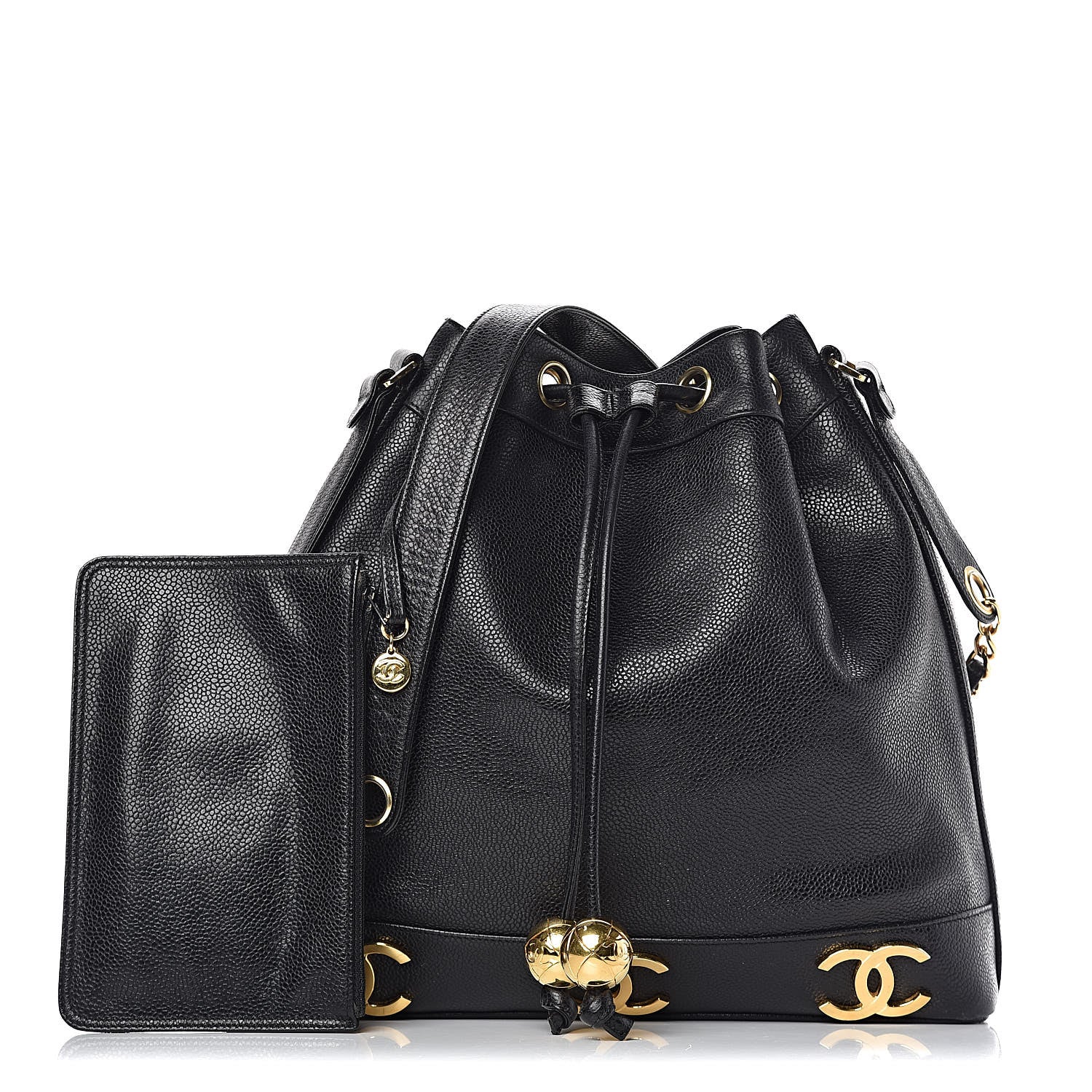 Chanel Caviar CC Drawstring Shoulder Bag Black 1 of 13