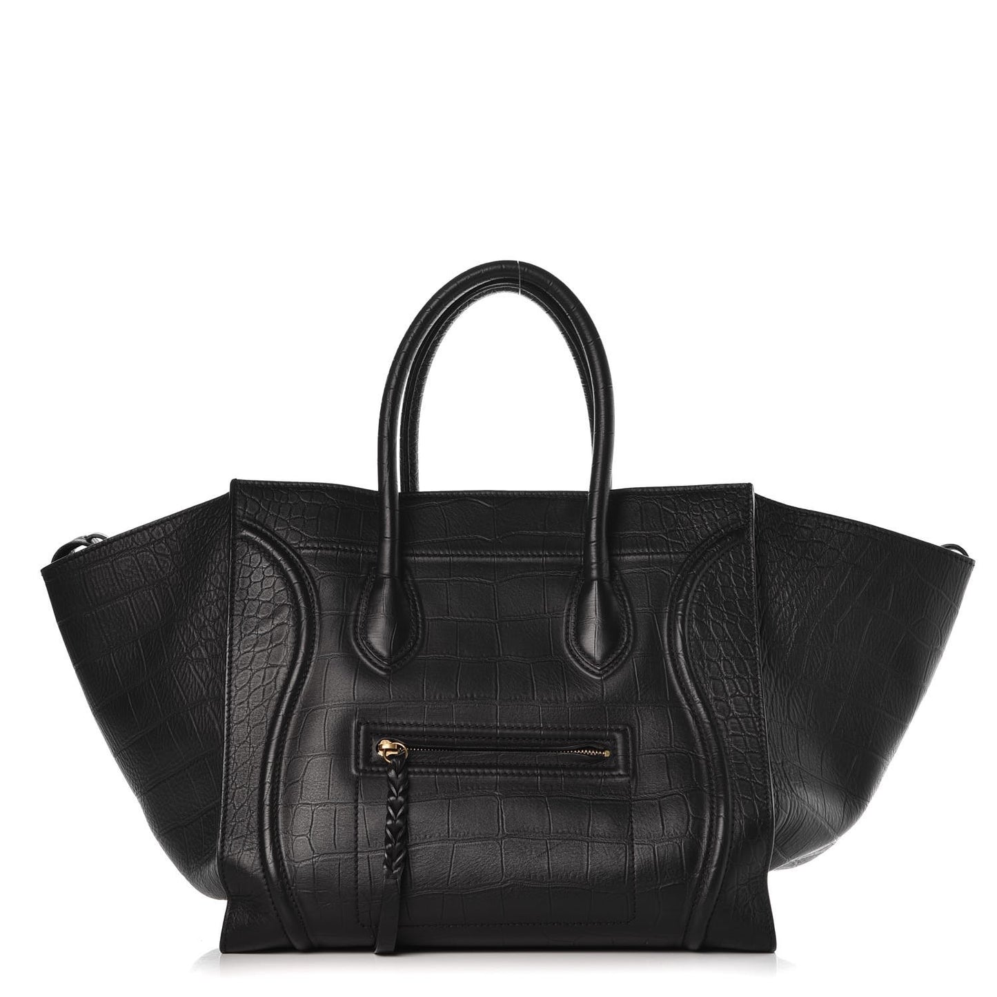 Crocodile Embossed Calfskin Medium Phantom Luggage Black
