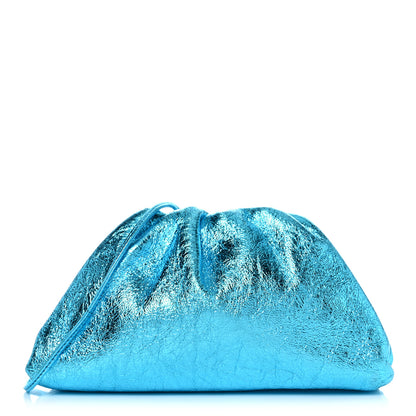 Bottega Veneta Metallic Crushed Calfskin The Mini Pouch Sky Blue 1 of 9