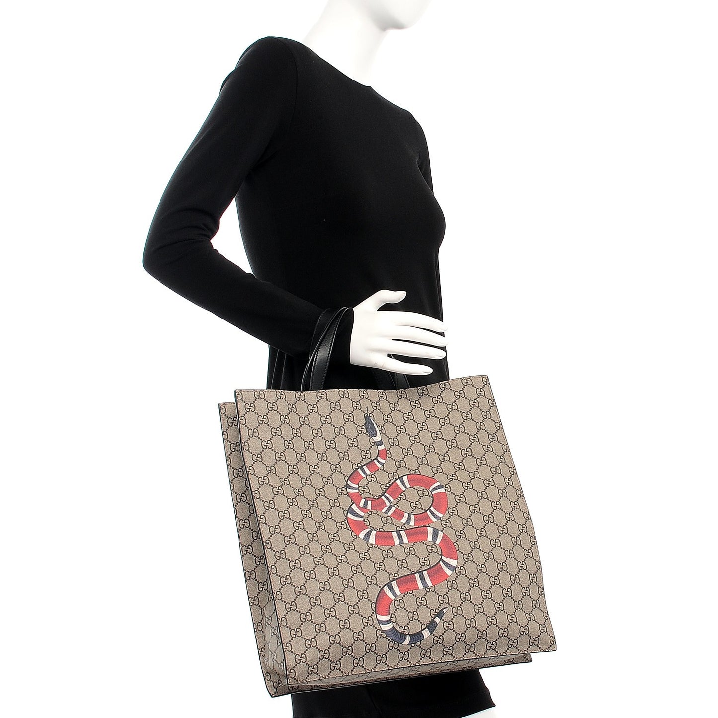 Soft GG Supreme Monogram Kingsnake Vertical Tote Black