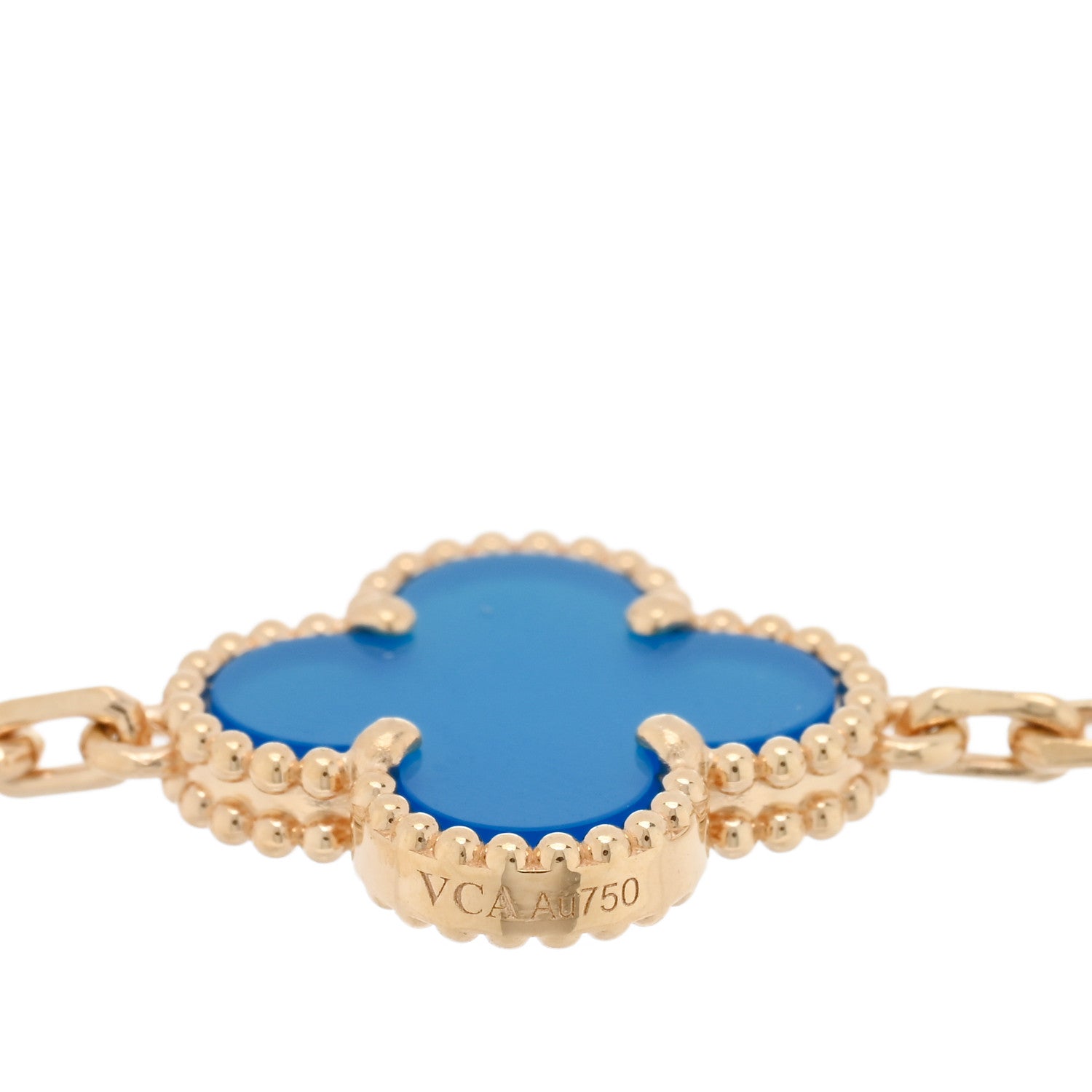 Van Cleef & Arpels 18K Yellow Gold Blue Agate 5 Motifs Vintage Alhambra Bracelet 3 of 4