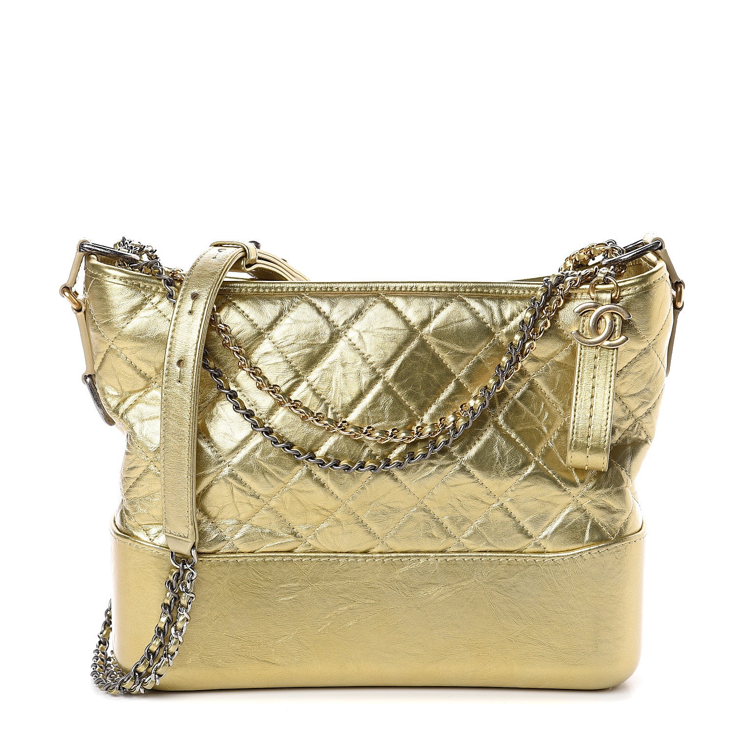 Chanel Metallic Aged Calfskin Quilted Medium Gabrielle Gold 1 of 9
