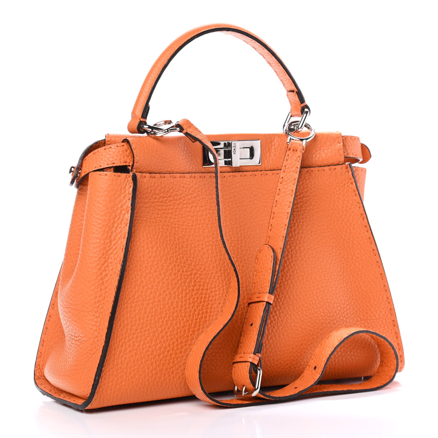Fendi Cuoio Romano Selleria Bi-Color Medium Peekaboo Iconic Satchel Orange Stone 2 of 4