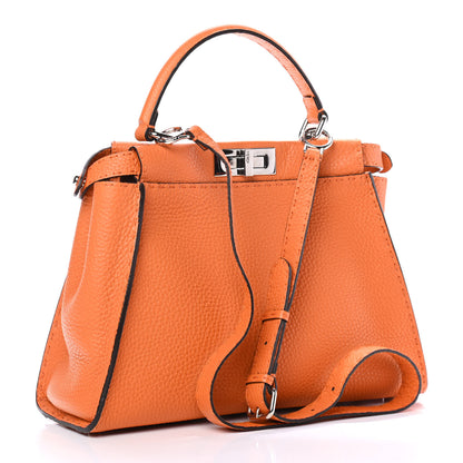 Fendi Cuoio Romano Selleria Bi-Color Medium Peekaboo Iconic Satchel Orange Stone 2 of 4