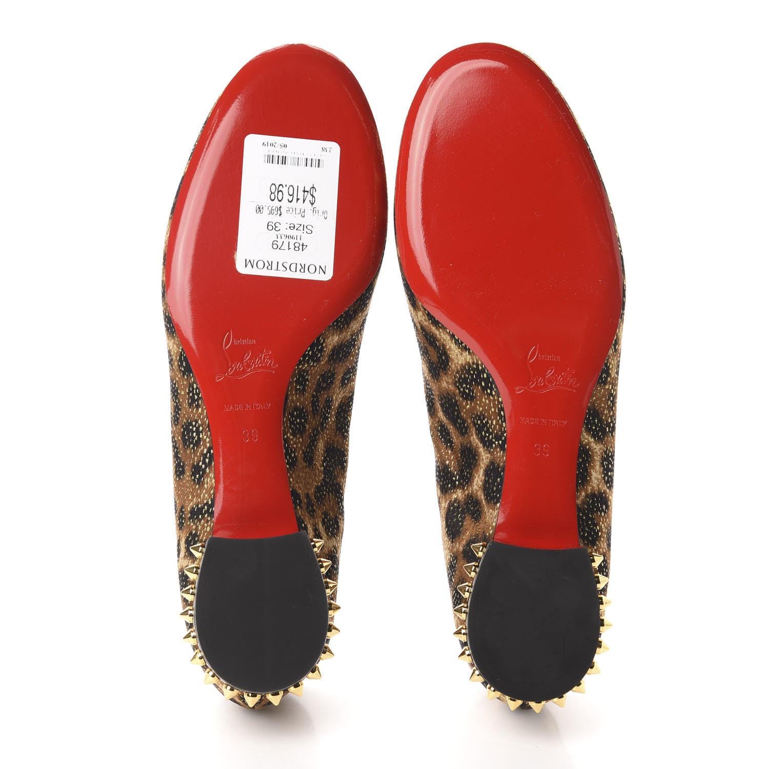 Christian Louboutin Lurex Leopard La Massine Flats 39 Black Gold 6 of 9
