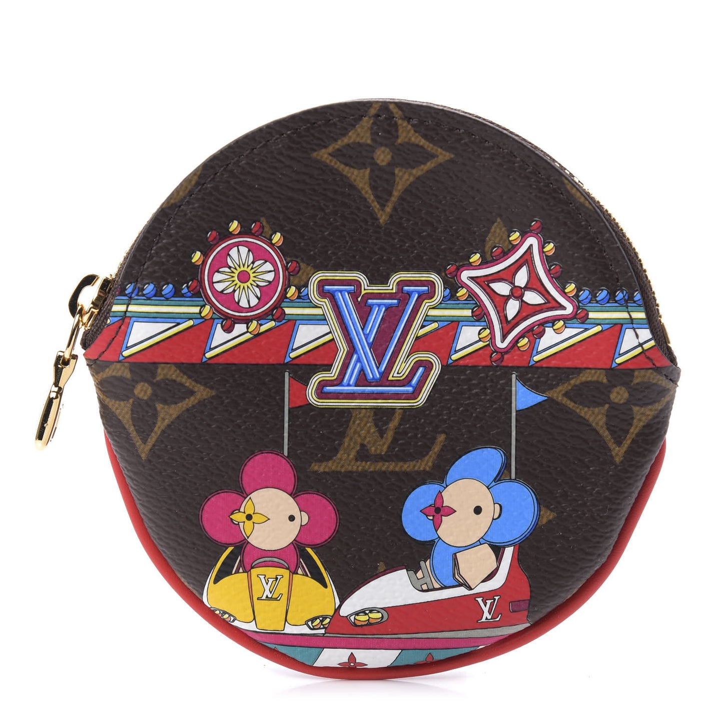 Monogram 2020 Christmas Animation Bumper Cars Round Coin Purse Coquelicot