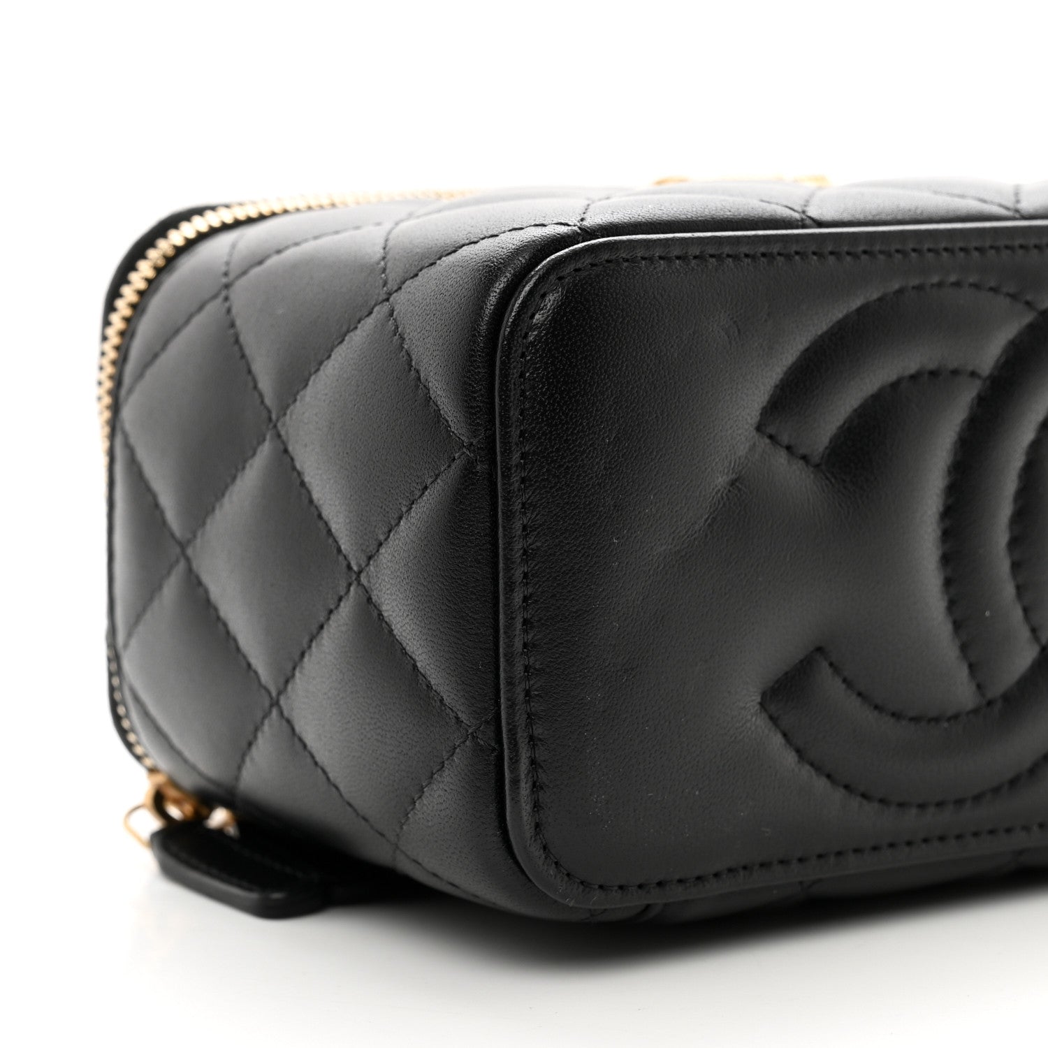 Chanel Lambskin Quilted Metal Twist Small Top Handle Vanity Case With Chain Black 9 of 11