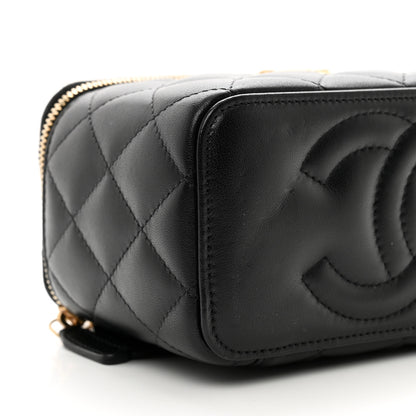 Chanel Lambskin Quilted Metal Twist Small Top Handle Vanity Case With Chain Black 9 of 11