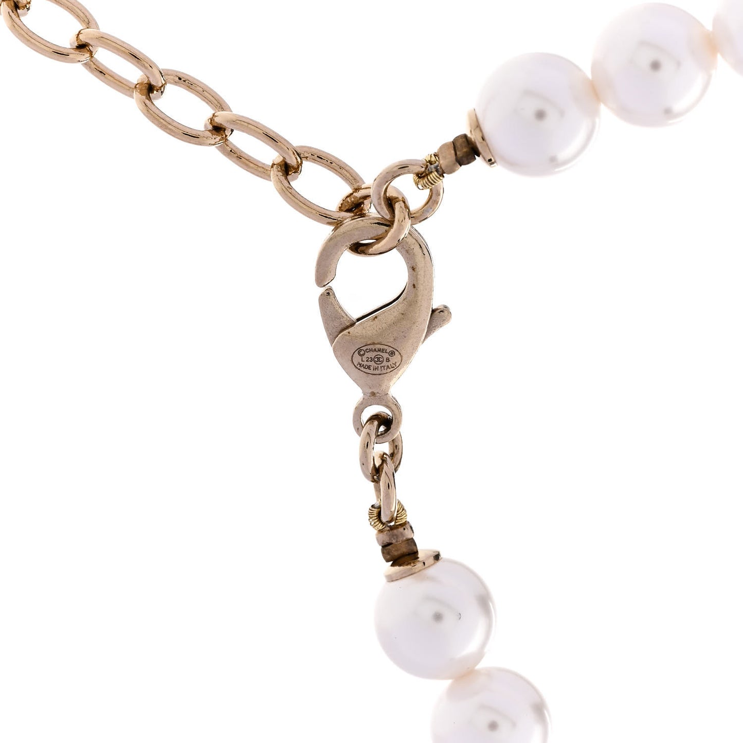 Pearl Crystal Logo Choker Gold Pearly White