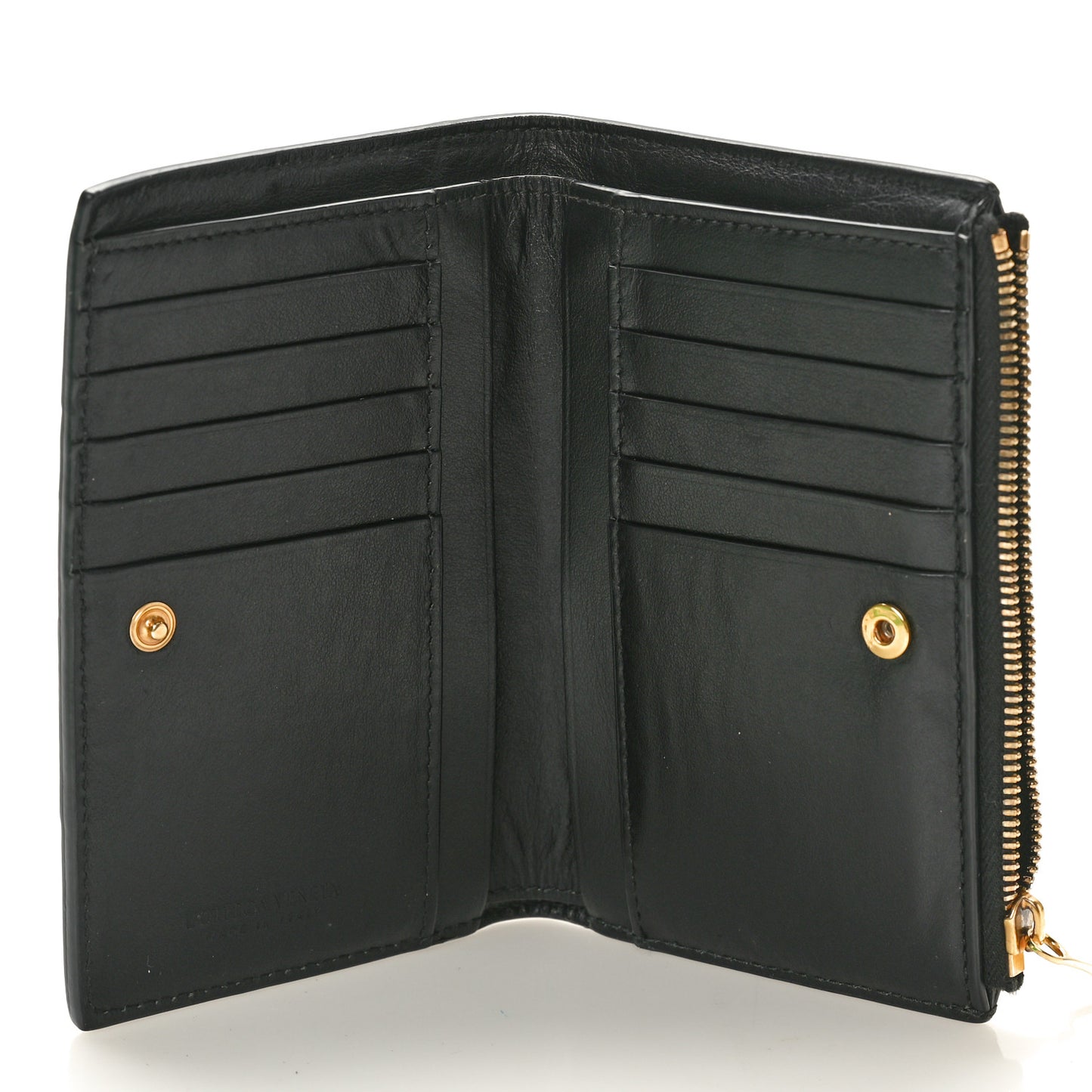 Nappa Maxi Intrecciato Medium Bi-Fold Zip Wallet Black