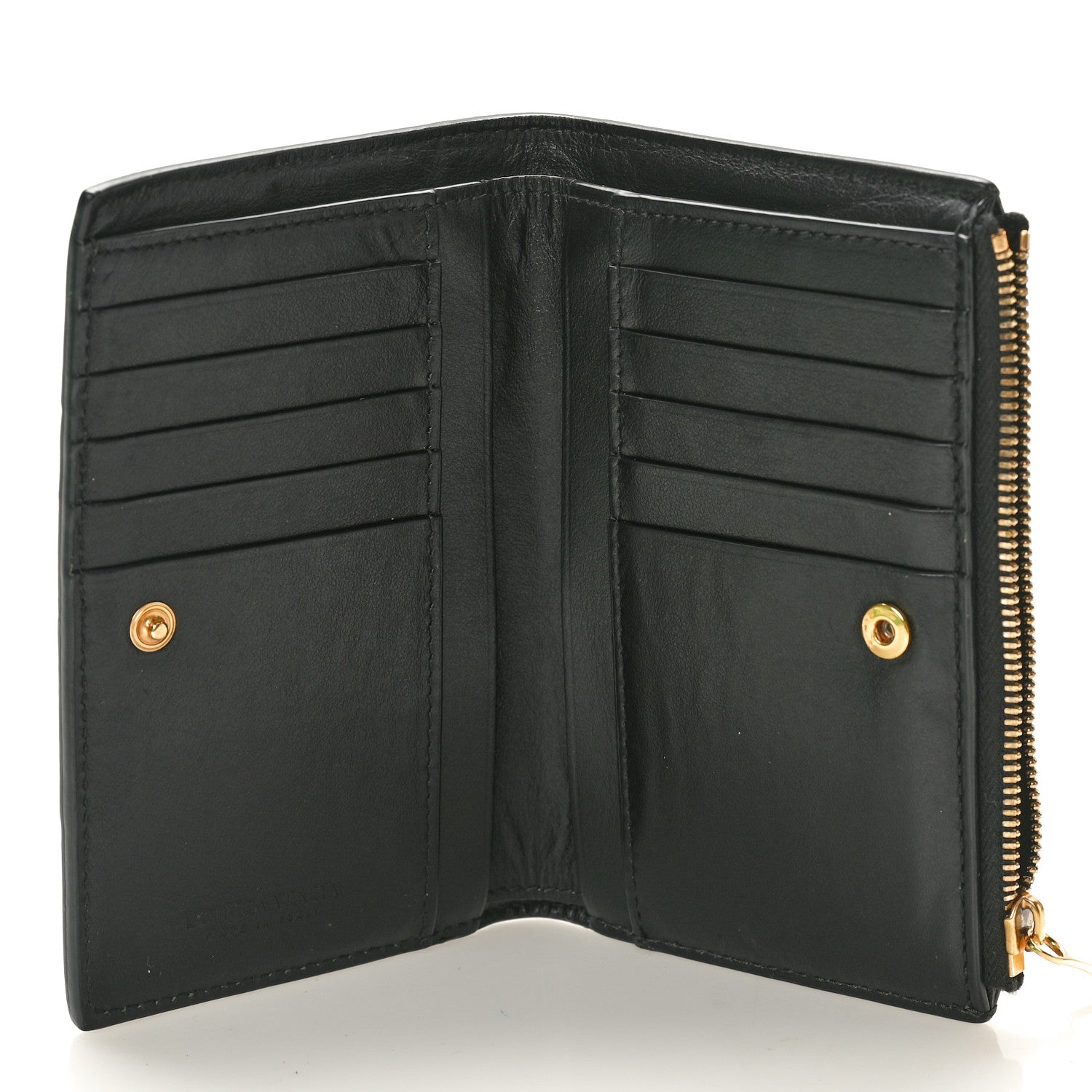 Bottega Veneta Nappa Maxi Intrecciato Medium Bi-Fold Zip Wallet Black 5 of 9