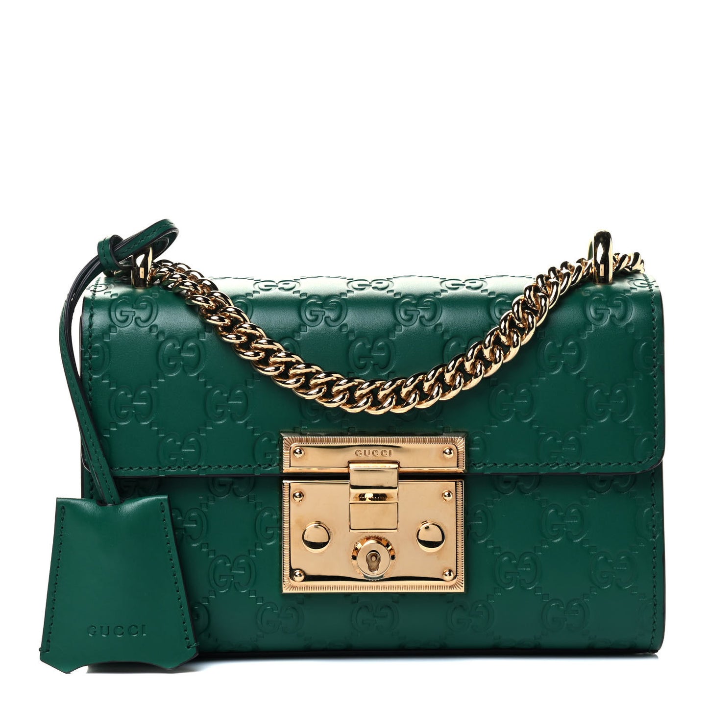 Guccissima Small Padlock Shoulder Bag Emerald