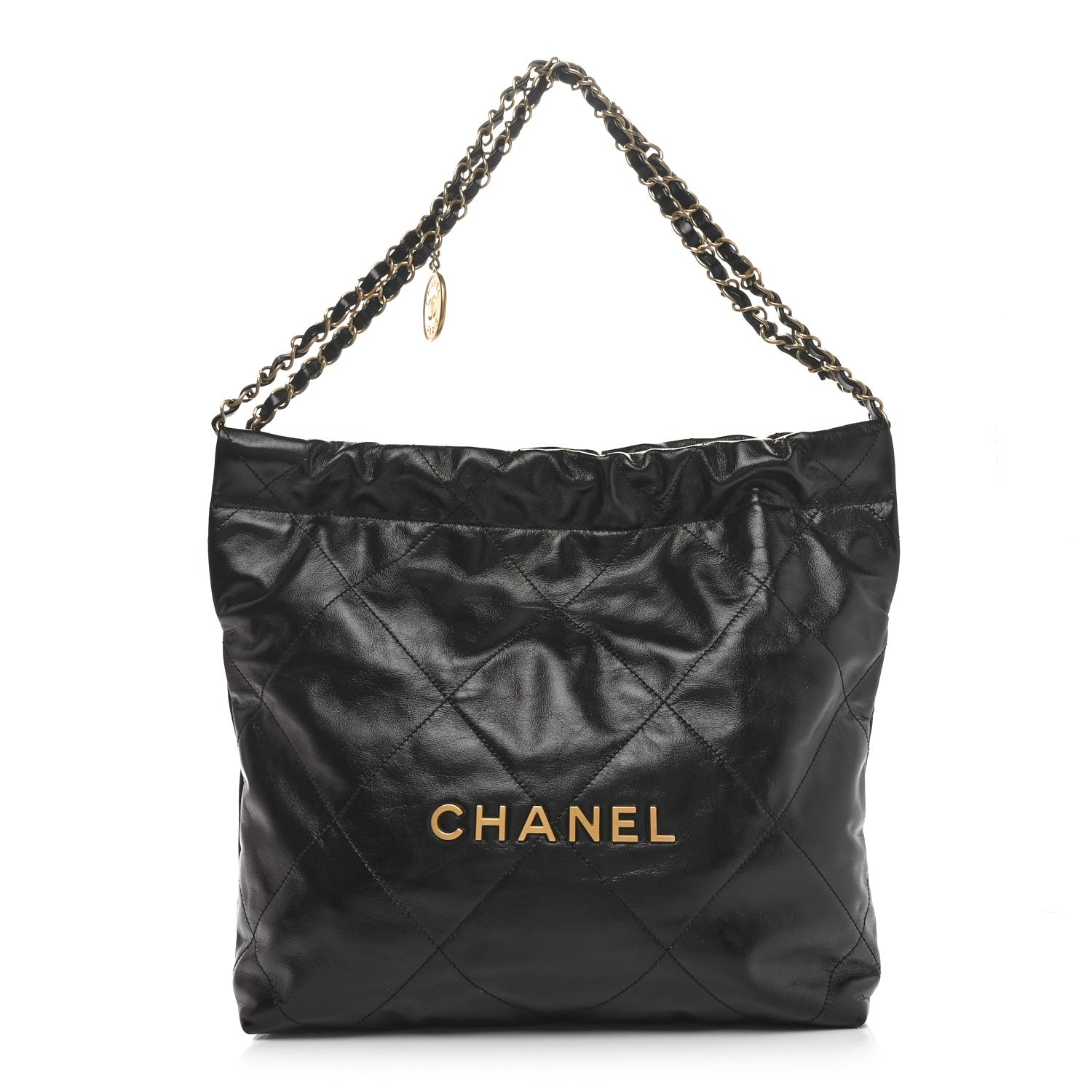 Chanel Shiny Calfskin Quilted Small Chanel 22 Black 1 of 11