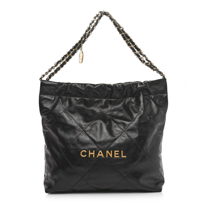 Chanel Shiny Calfskin Quilted Small Chanel 22 Black 1 of 11