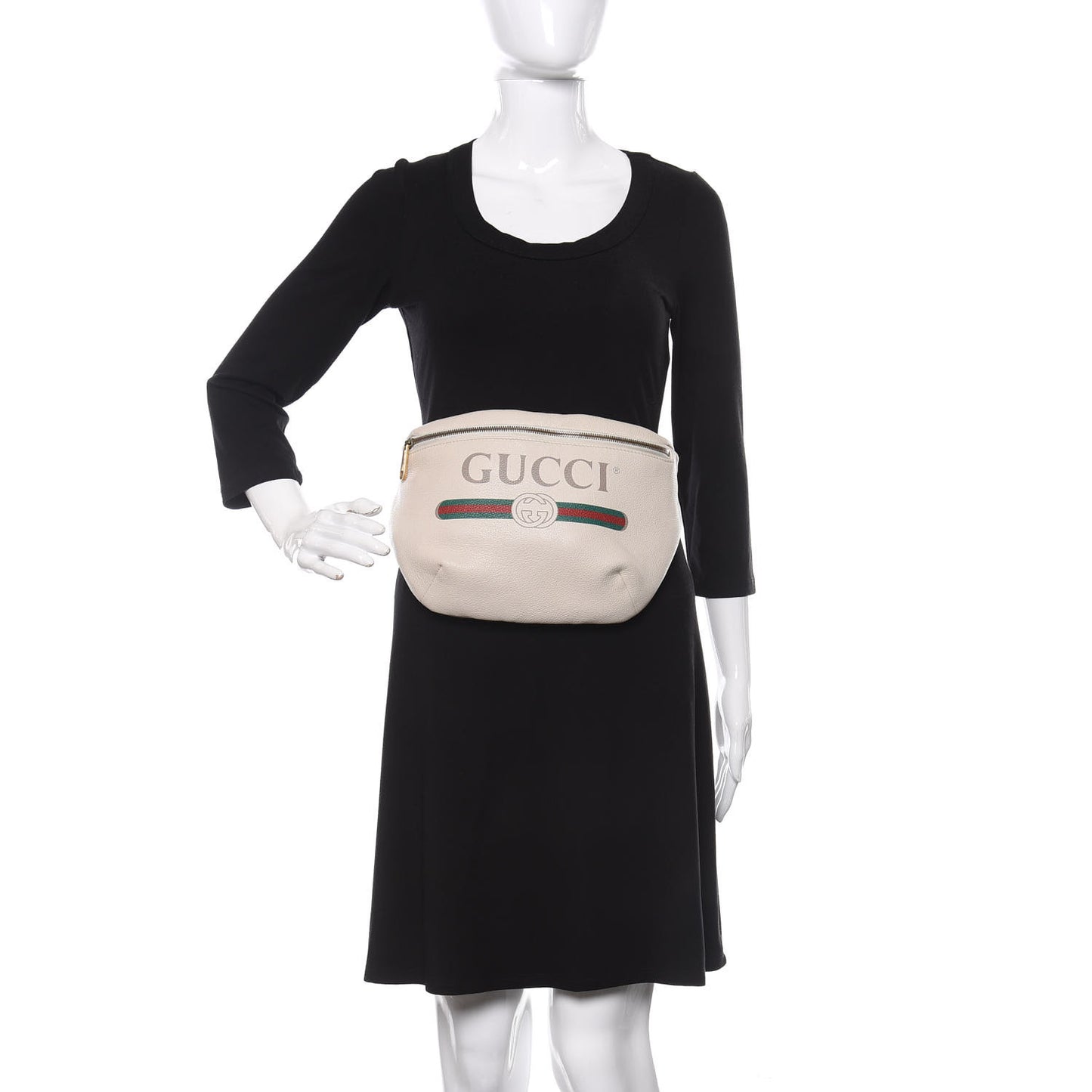 Grained Calfskin Logo Belt Bag White