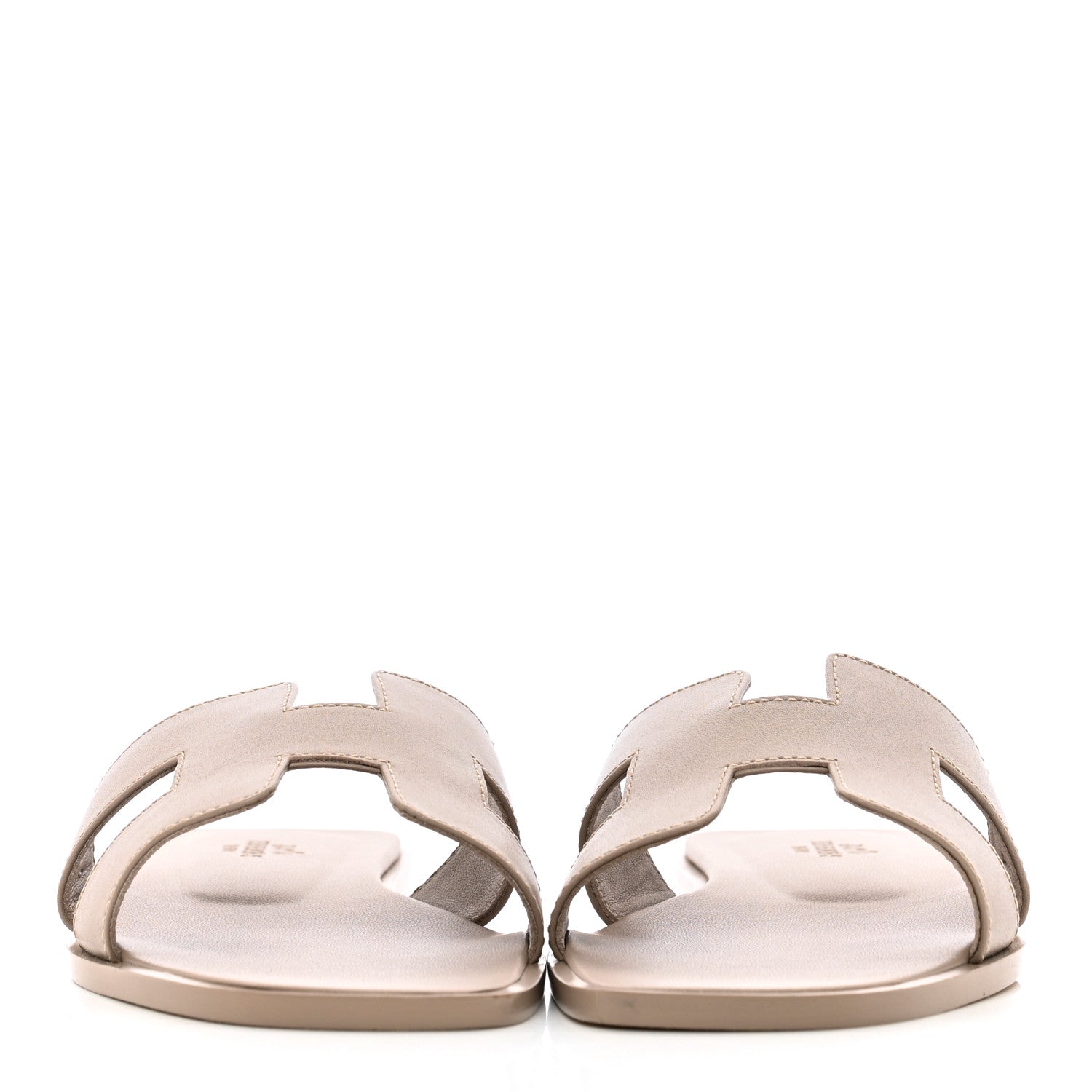 Hermes Box Calfskin Oran Sandals 37 Beige Mastic 1 of 12