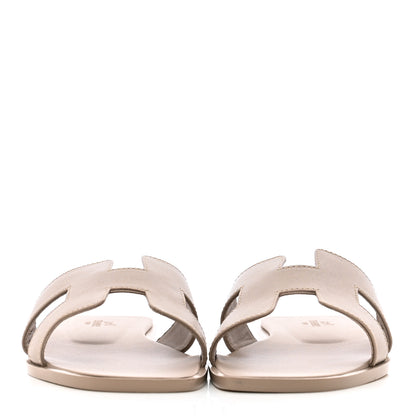 Hermes Box Calfskin Oran Sandals 37 Beige Mastic 1 of 12
