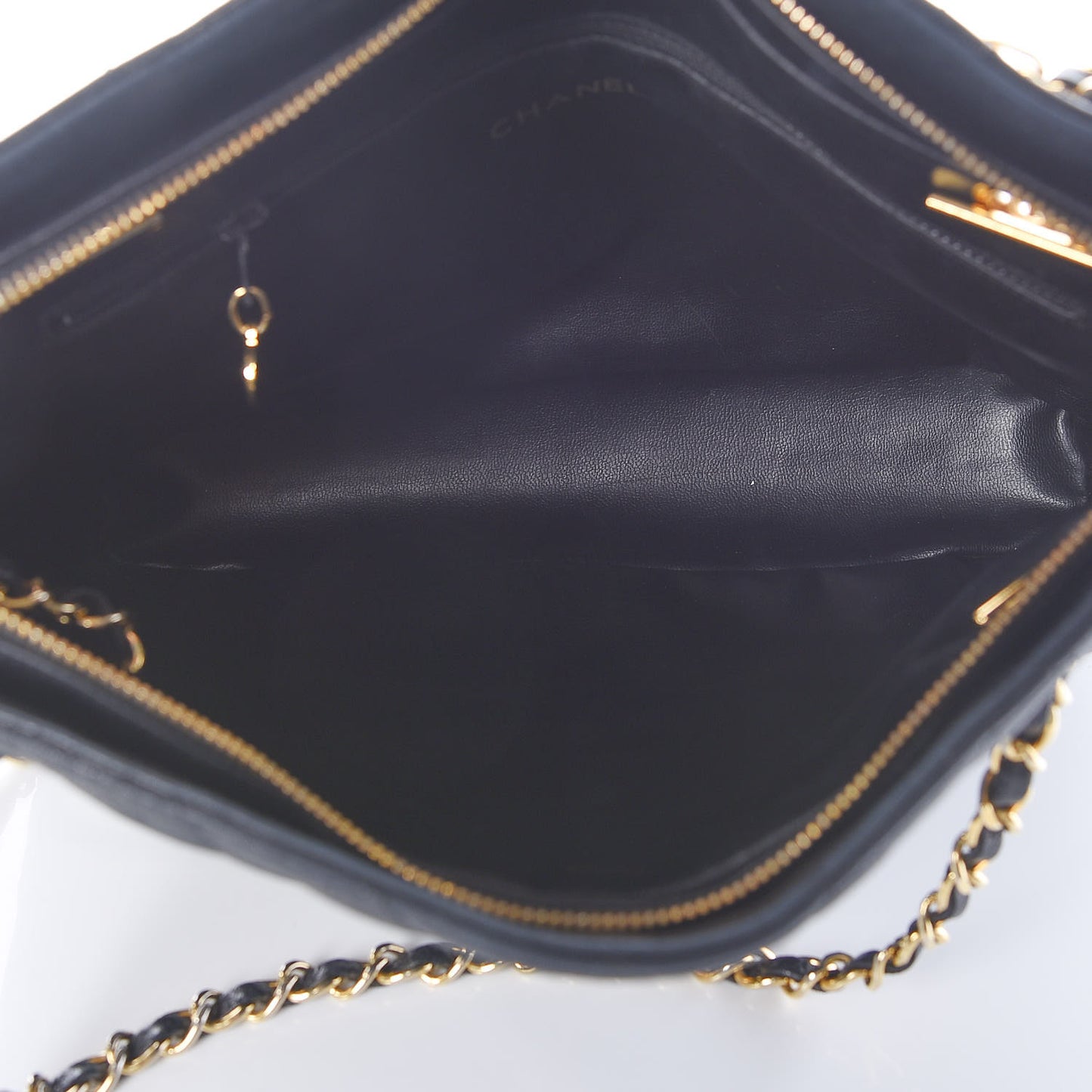 Lambskin Quilted Shopper Tote Black