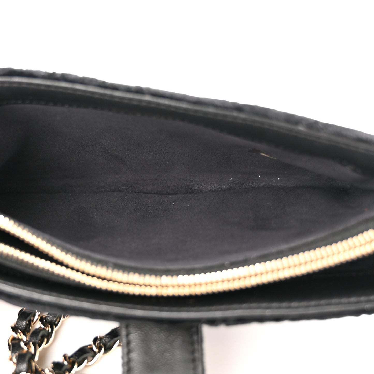 Velvet Quilted Small Clutch With Chain Black