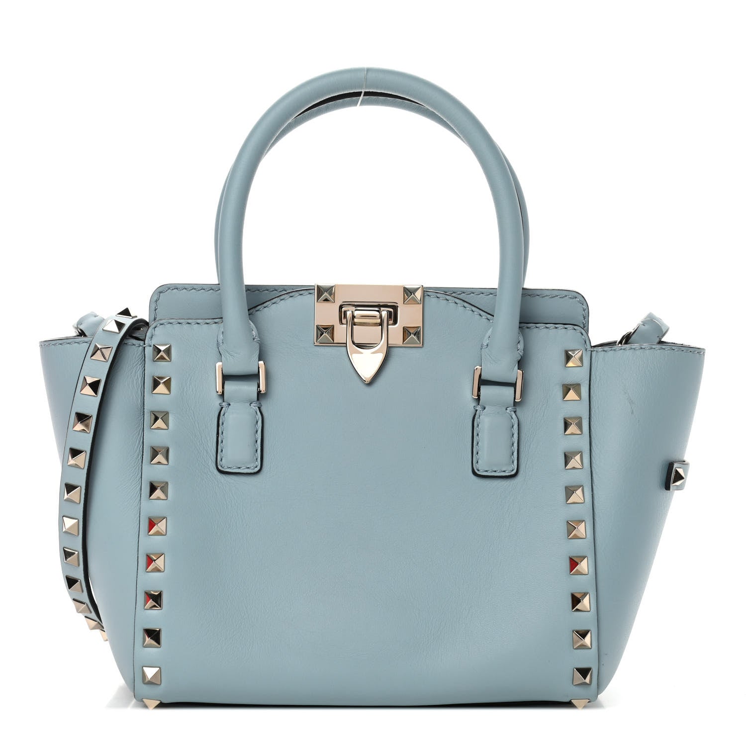 Valentino Garavani Vitello Mini Rockstud Double Handle Tote Sky Sorbet 1 of 5