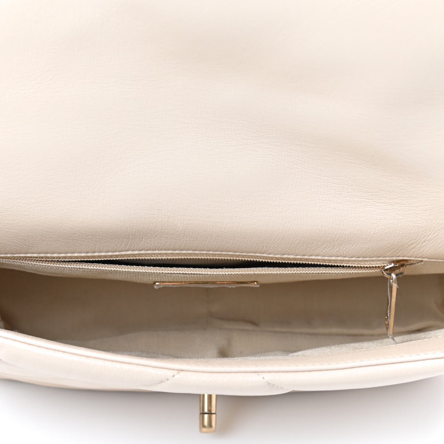 Goatskin Quilted Medium Chanel 19 Flap Beige