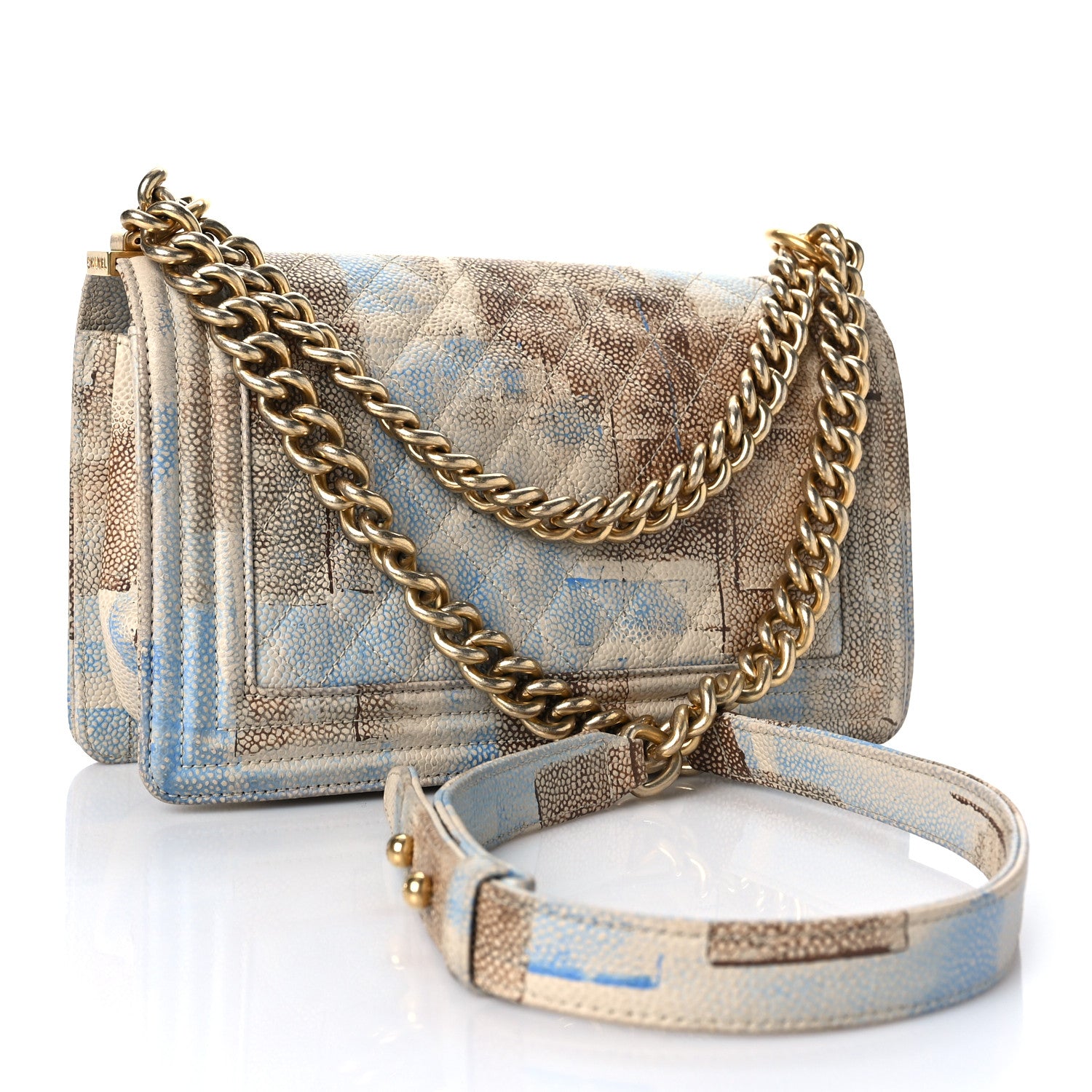 Chanel Painted Caviar Quilted Medium Boy In Cuba Flap Blue 4 of 11
