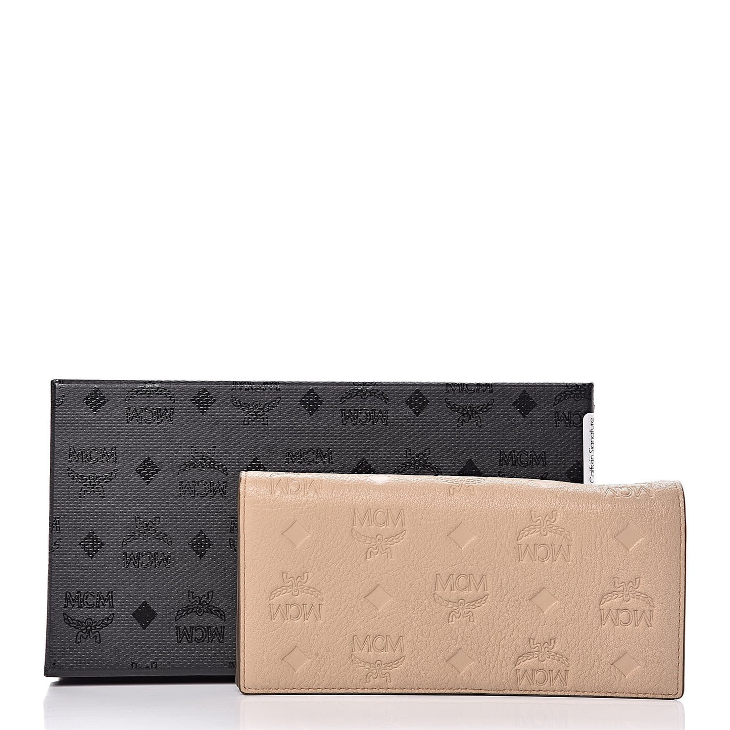 Calfskin Signature Monogram Klara Two Fold Wallet Beige