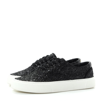 Saint Laurent Calfskin Crystal Glitter Venice Low Top Sneakers 38.5 Black 3 of 11