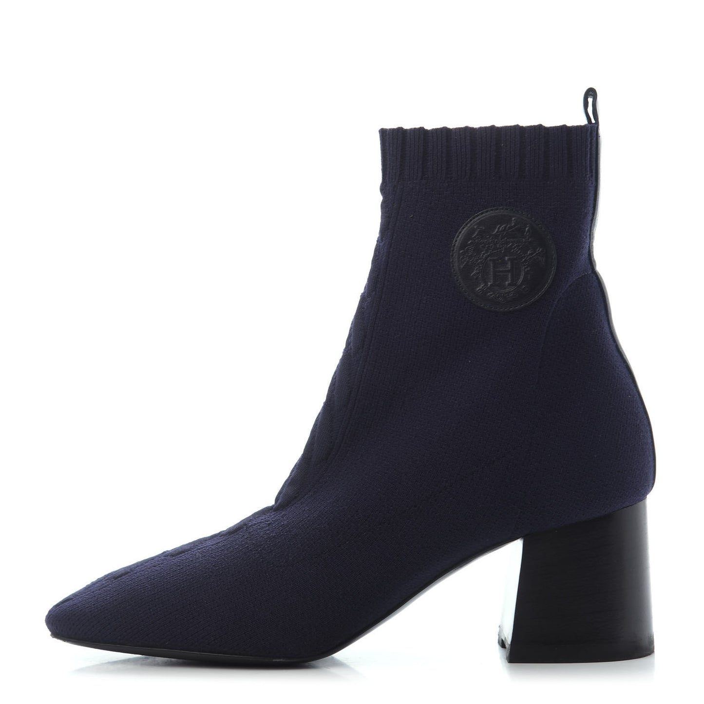 Knit Calfskin Volver Ankle Boots 37.5 Bleu Diplomatique