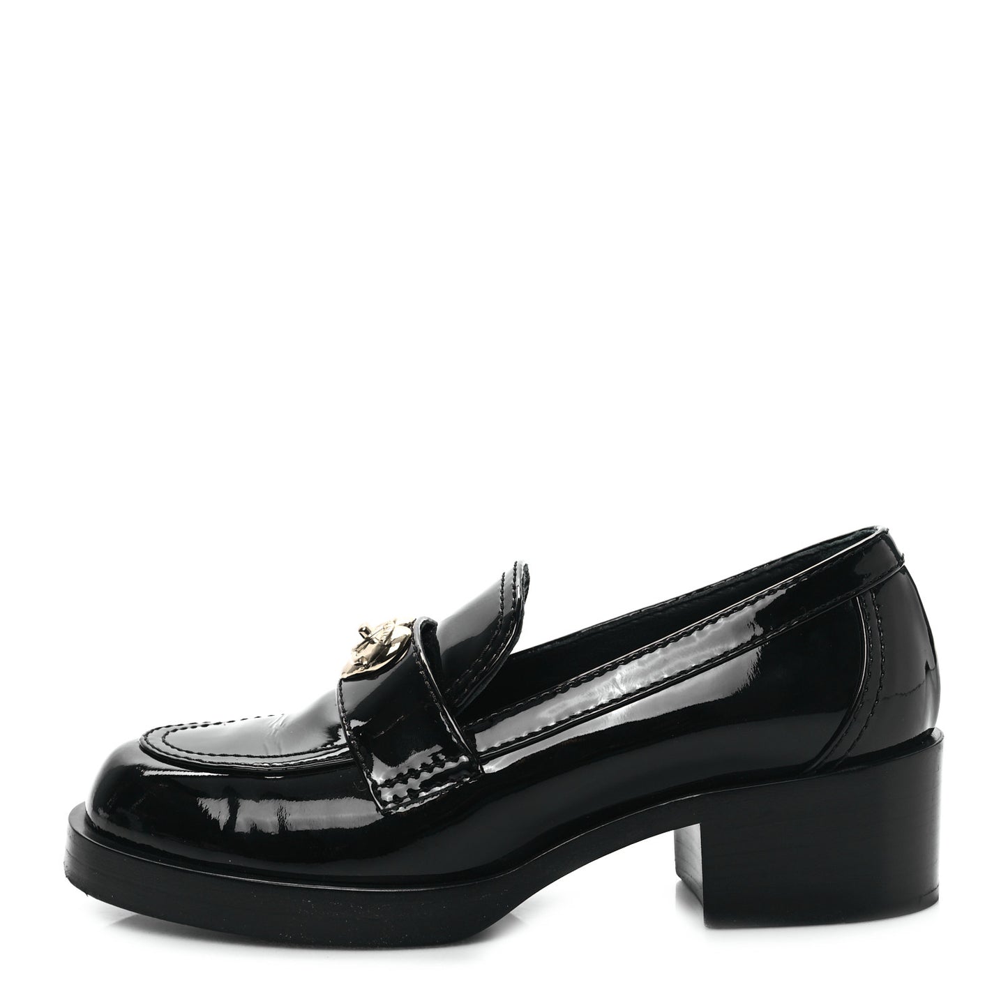 Patent CC Heart Loafers 36 Black