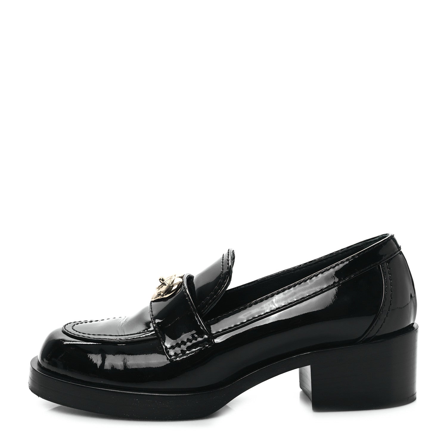 Chanel Patent CC Heart Loafers 36 Black 1 of 9