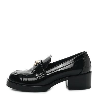 Chanel Patent CC Heart Loafers 36 Black 1 of 9