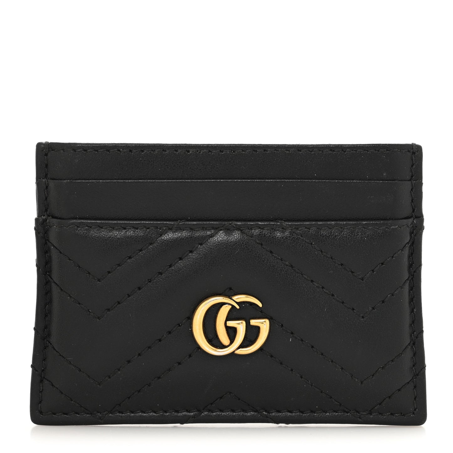Calfskin Matelasse GG Marmont Card Holder Black