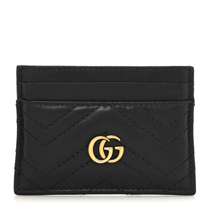 Gucci Calfskin Matelasse GG Marmont Card Holder Black 1 of 8