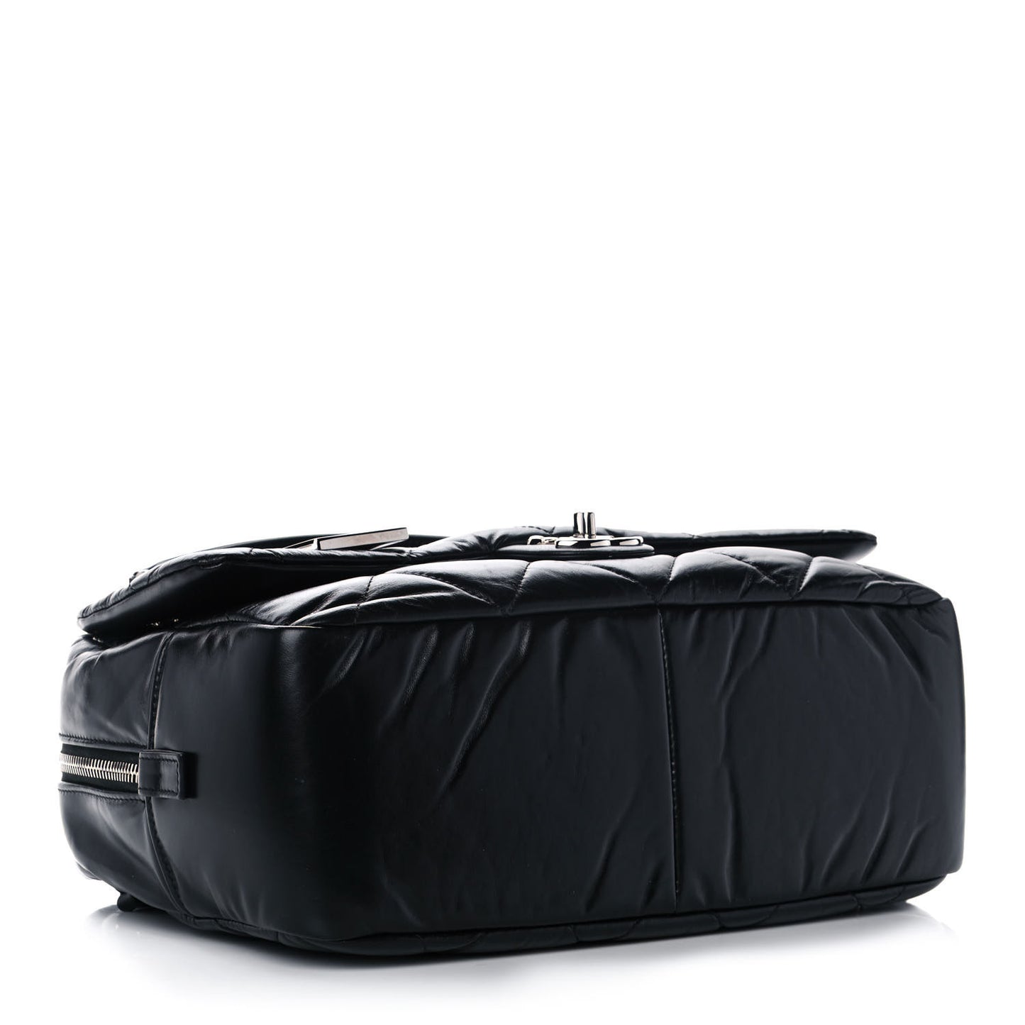 Aged Calfskin Quilted Small Express Bowling Bag Black